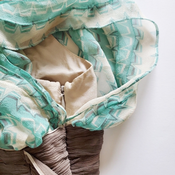 Development by Erica Davies silk dress double V back front green 6 - Picture 3 of 6